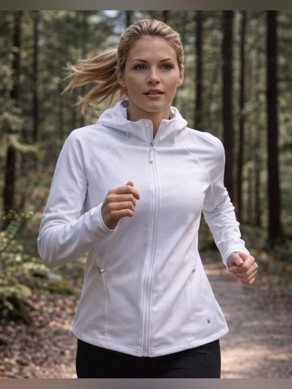 Spyder Active White Zip Hoodie Jacket XL Athleisure | running | hiking | GUC - Picture 2 of 9